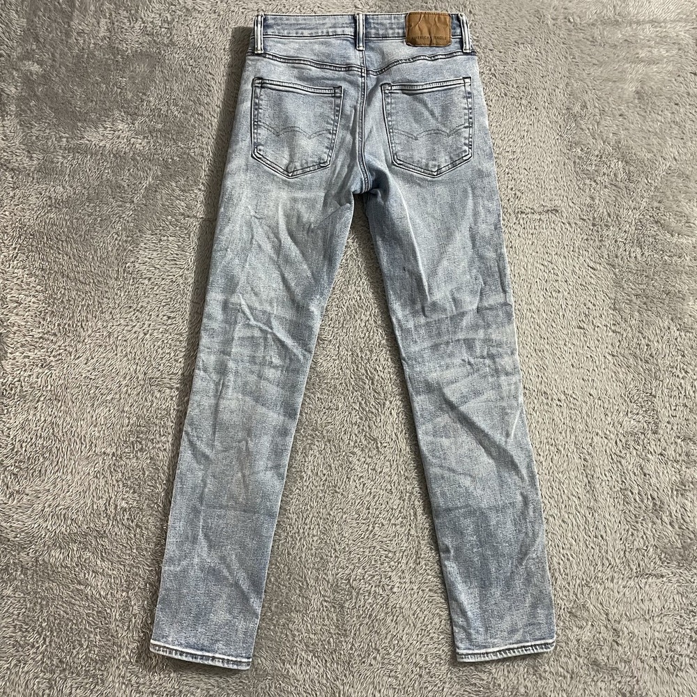 American Eagle Jeans Mens Size 28x32 Slim Straight Light Wash Stretch Blue Denim - Picture 9 of 9